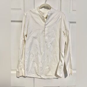 COS Men’s White Cotton Tunic Shirt Size Large Long Sleeve 3/4 Button Minimalist